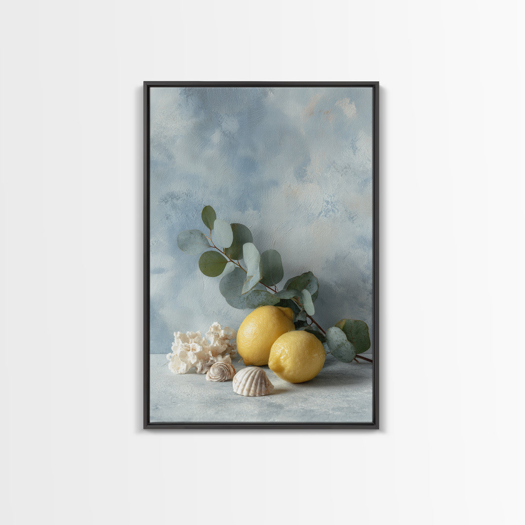 Lemon and Botanical Still Life Canvas Print, Bathroom Art, Wall Art, Bathroom Decor, Spa, Dog Portrait, Canvas Wall Art, BAT-2x3-62
