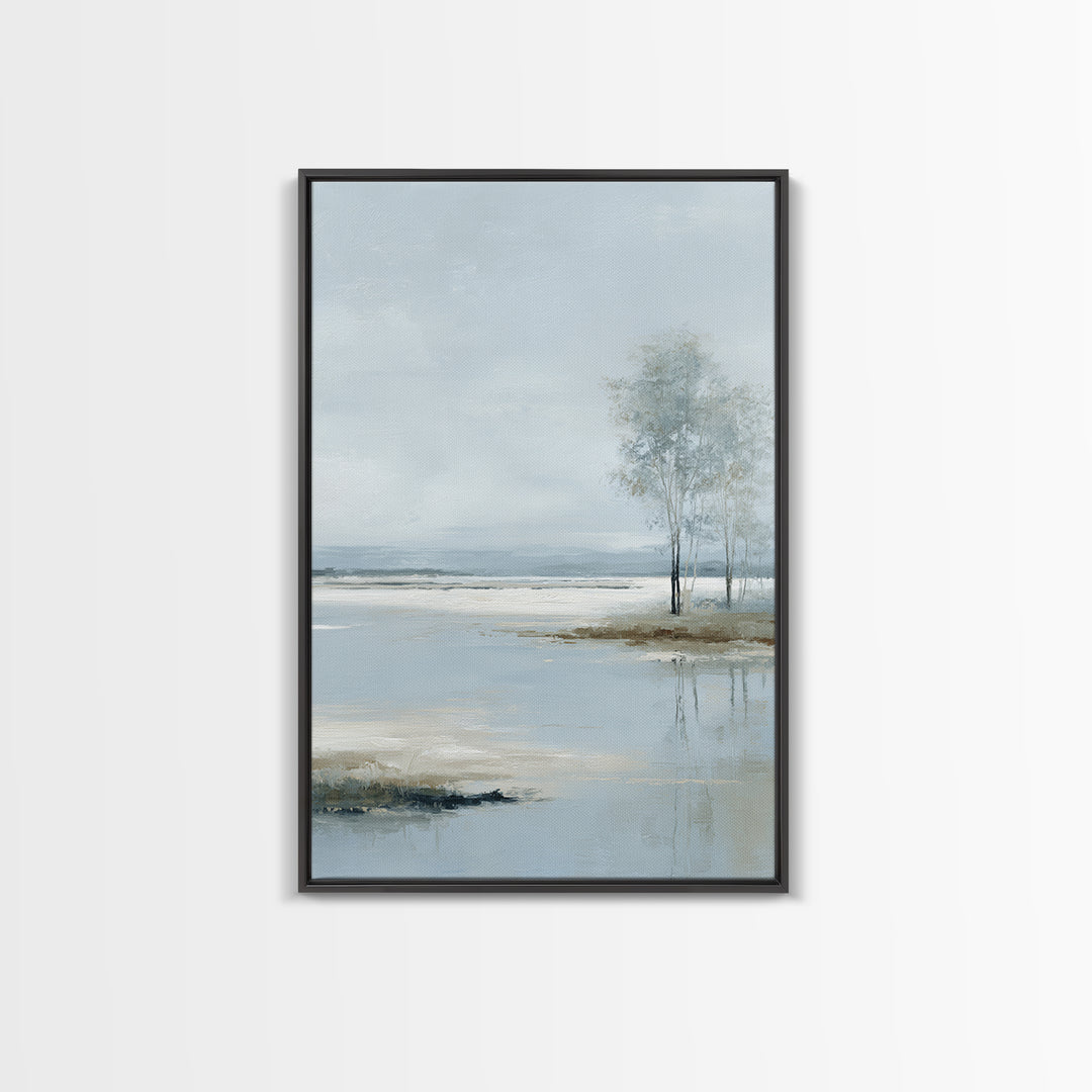 Misty Lake Scene Canvas Print, Bathroom Art, Poster, Bathroom Decor, Oil Painting, Spa, Digital Print, Dopamine Decor, BAT-2x3-65