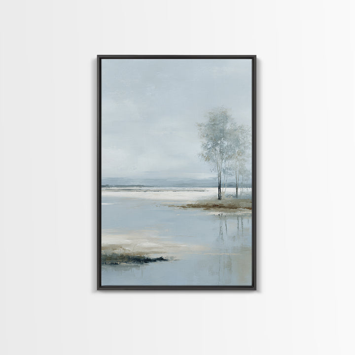 Misty Lake Scene Canvas Print, Bathroom Art, Poster, Bathroom Decor, Oil Painting, Spa, Digital Print, Dopamine Decor, BAT-2x3-65