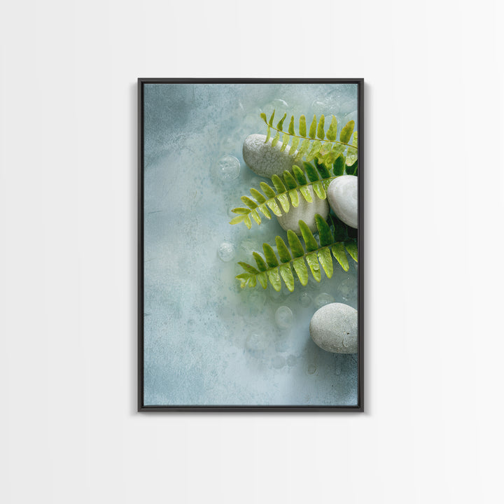 Green Fern Frond Closeup Canvas Print, Bathroom Art, Room Decor, Bathroom Decor, Oil Painting, Spa, Custom Pet Portrait, BAT-2x3-66