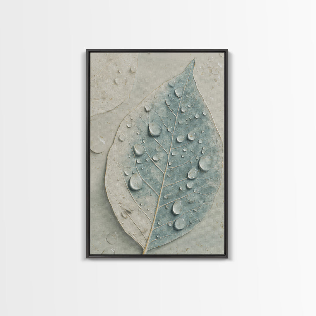 Tropical Leaf Silhouette Canvas Print, Bathroom Art, Textured Painting, Bathroom Decor, Oil Painting, Spa, Bathroom Wall Art, BAT-2x3-70