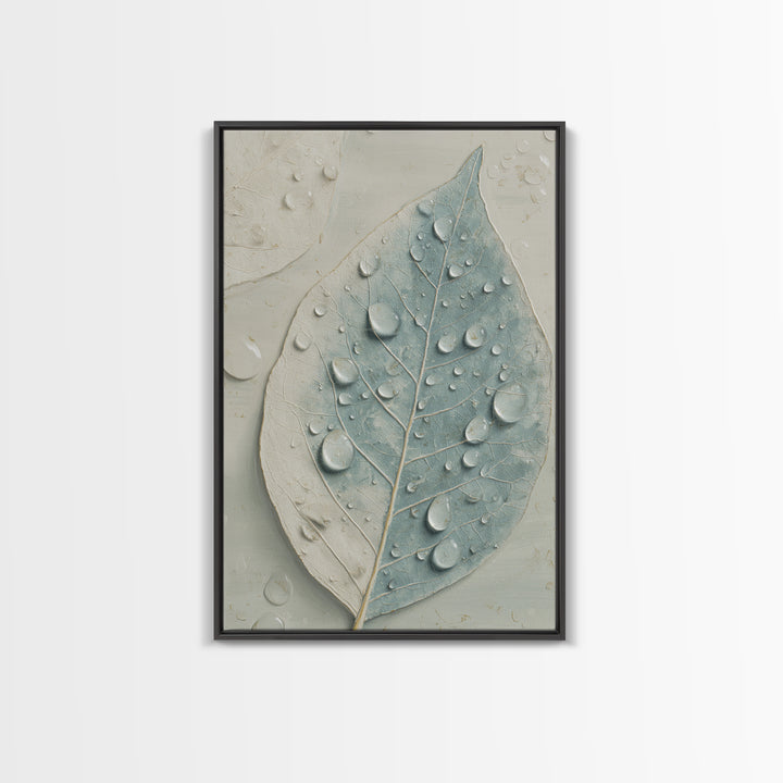 Tropical Leaf Silhouette Canvas Print, Bathroom Art, Textured Painting, Bathroom Decor, Oil Painting, Spa, Bathroom Wall Art, BAT-2x3-70