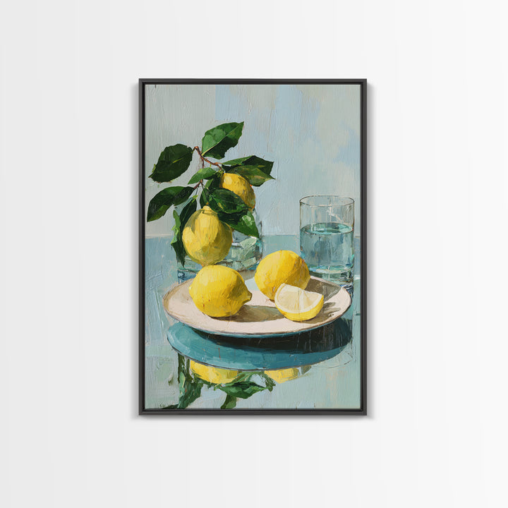 Lemon and Botanical Still Life Canvas Print, Bathroom Art, Wall Art, Bathroom Decor, Spa, Dog Portrait, Canvas Wall Art, BAT-2x3-86