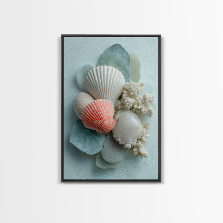 Coral and Shell Arrangement Canvas Print, Bathroom Art, Printable Wall Art, Bathroom Decor, Fine Art, Spa, Bathroom Wall Decor, BAT-2x3-91