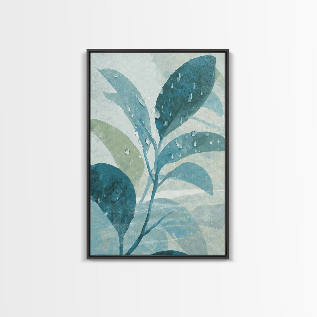 Tropical Leaf Silhouette Framed Canvas Print, Bathroom Art, Poster, Bathroom Decor, Watercolor Art, Spa, Digital Print, BAT-2x3-94