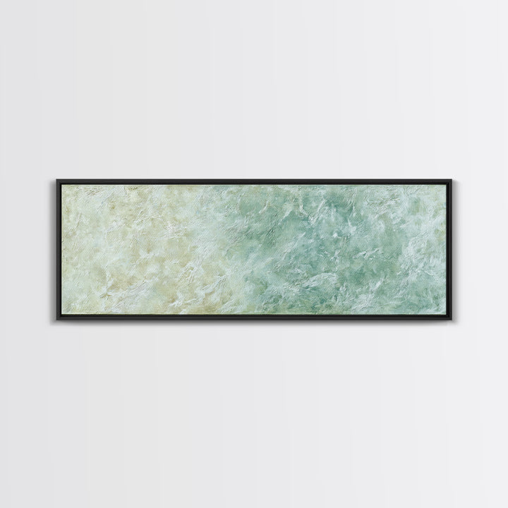 Sunlit Window Plant Shadow on Plaster Framed Canvas Print, Bathroom Art, Textured Painting, Bathroom Decor, Fine Art, Spa, BAT-3x1-10