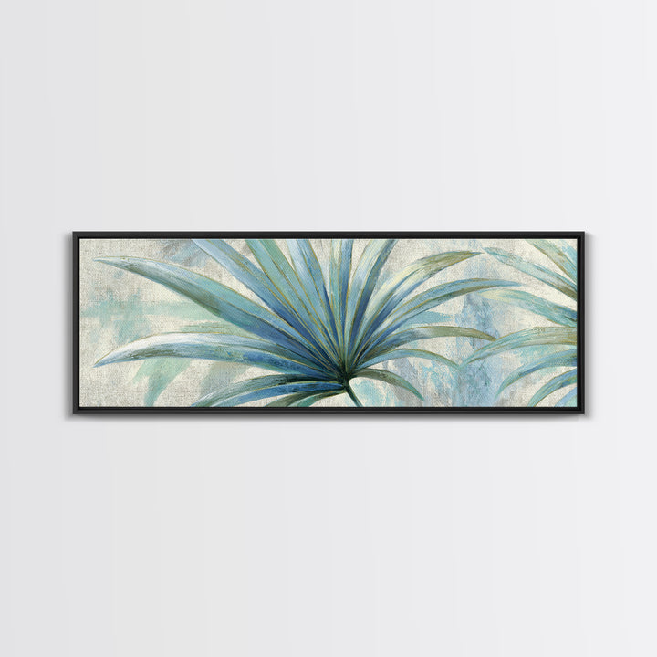 Simple Palm Frond on Off White Linen Framed Canvas Print, Bathroom Art, Minimalist Wall Art, Bathroom Decor, Fine Art, Spa, BAT-3x1-15