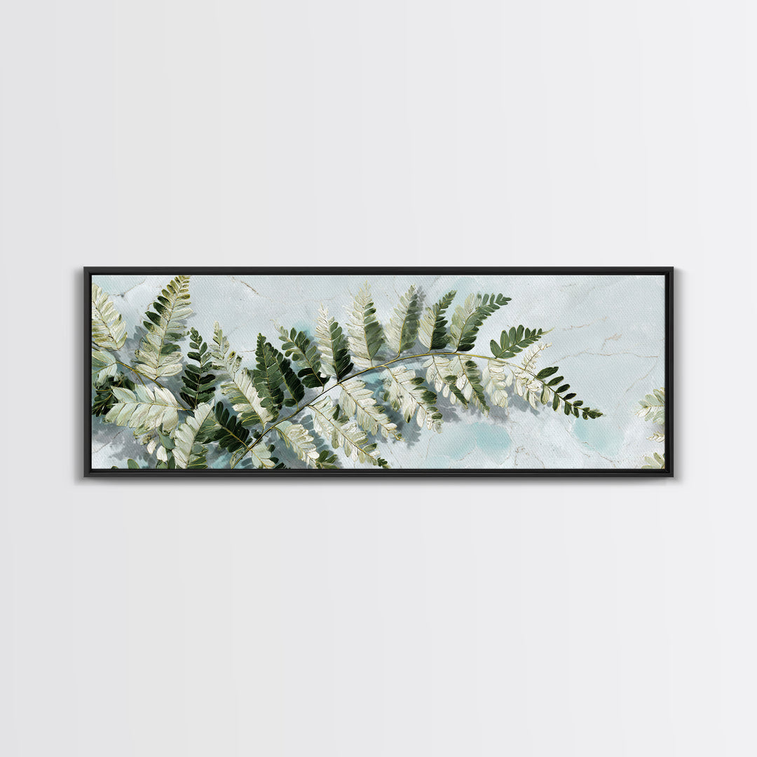 Green Fern Frond Closeup Canvas Print, Bathroom Art, Digital Wall Art, Bathroom Decor, Watercolor Art, Spa, Unique Wall Art, BAT-3x1-26