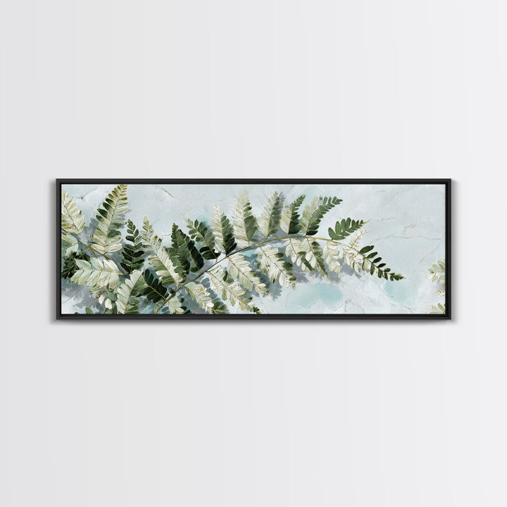 Green Fern Frond Closeup Canvas Print, Bathroom Art, Digital Wall Art, Bathroom Decor, Watercolor Art, Spa, Unique Wall Art, BAT-3x1-26