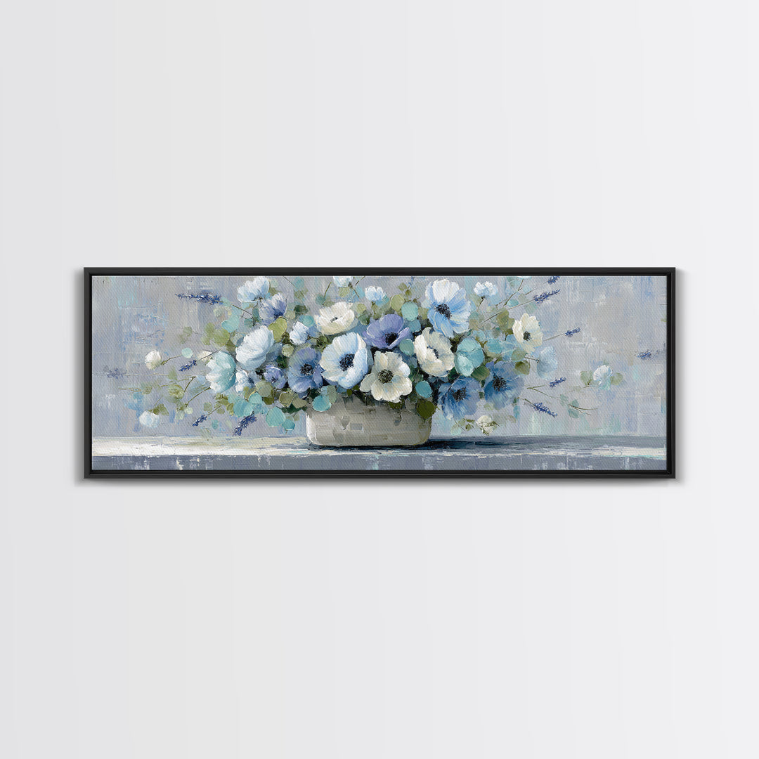 Lavender Sprigs in a Ceramic Vase Framed Canvas Print, Bathroom Art, Funny Bathroom Art, Bathroom Decor, Oil Painting, Spa, BAT-3x1-28