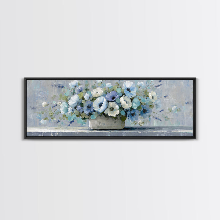 Lavender Sprigs in a Ceramic Vase Framed Canvas Print, Bathroom Art, Funny Bathroom Art, Bathroom Decor, Oil Painting, Spa, BAT-3x1-28