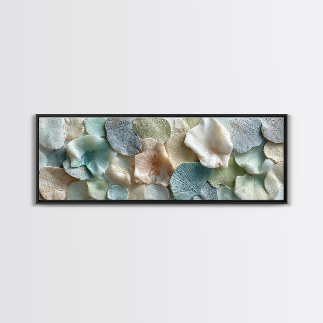 Coral and Shell Arrangement Canvas Print, Bathroom Art, Halloween Art, Bathroom Decor, Fine Art, Spa, Textured Painting, BAT-3x1-3