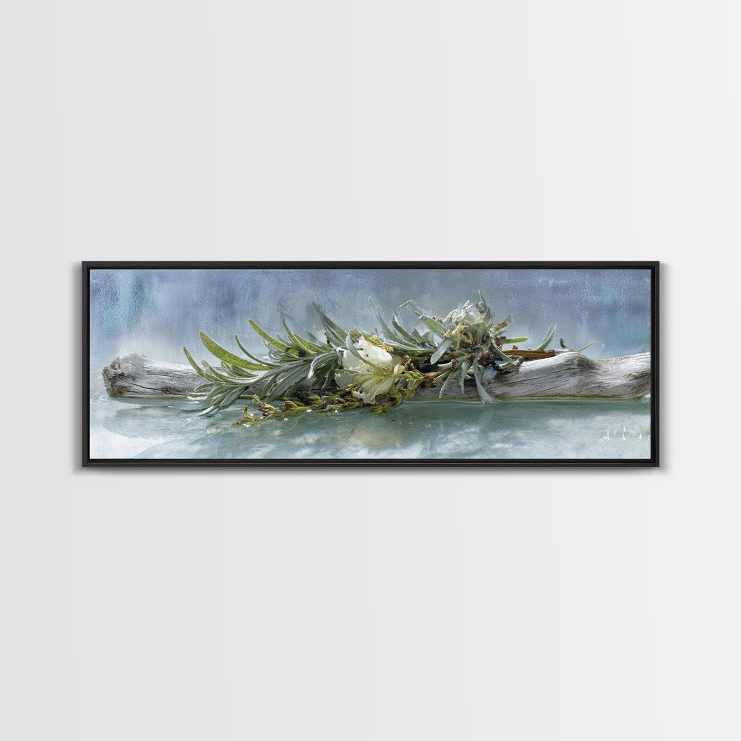 Botanical Bath Herb Arrangement Canvas Print, Bathroom Art, Bathroom Wall Art, Bathroom Decor, Oil Painting, Spa, BAT-3x1-33