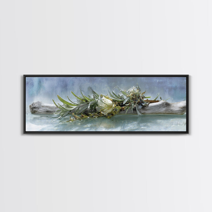 Botanical Bath Herb Arrangement Canvas Print, Bathroom Art, Bathroom Wall Art, Bathroom Decor, Oil Painting, Spa, BAT-3x1-33