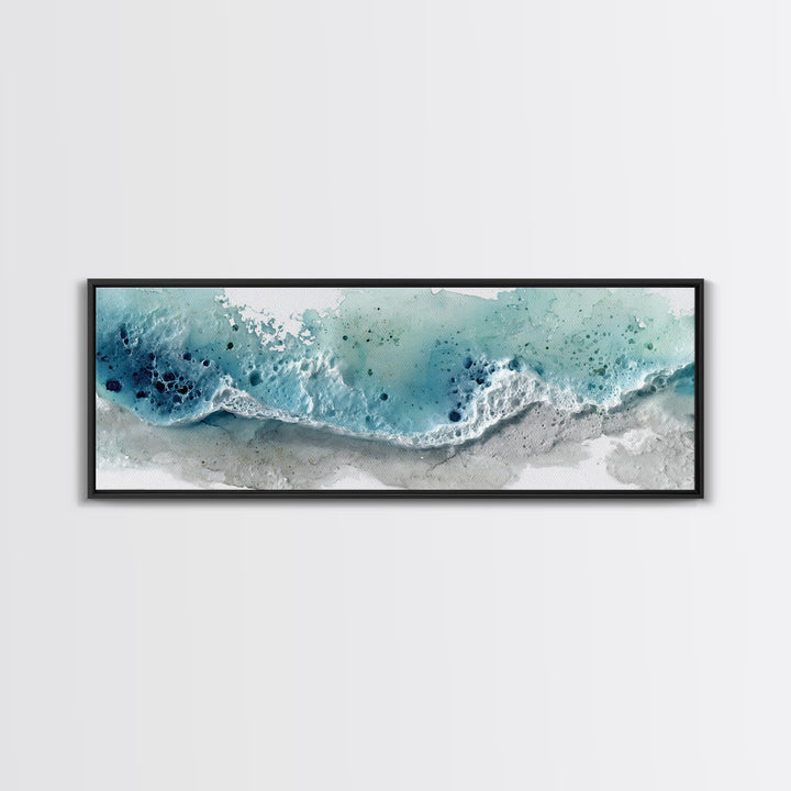 Calming Blue Ocean Wave Study Canvas Print, Bathroom Art, Bathroom Prints, Bathroom Decor, Watercolor Art, Spa, Trendy Wall Art, BAT-3x1-41