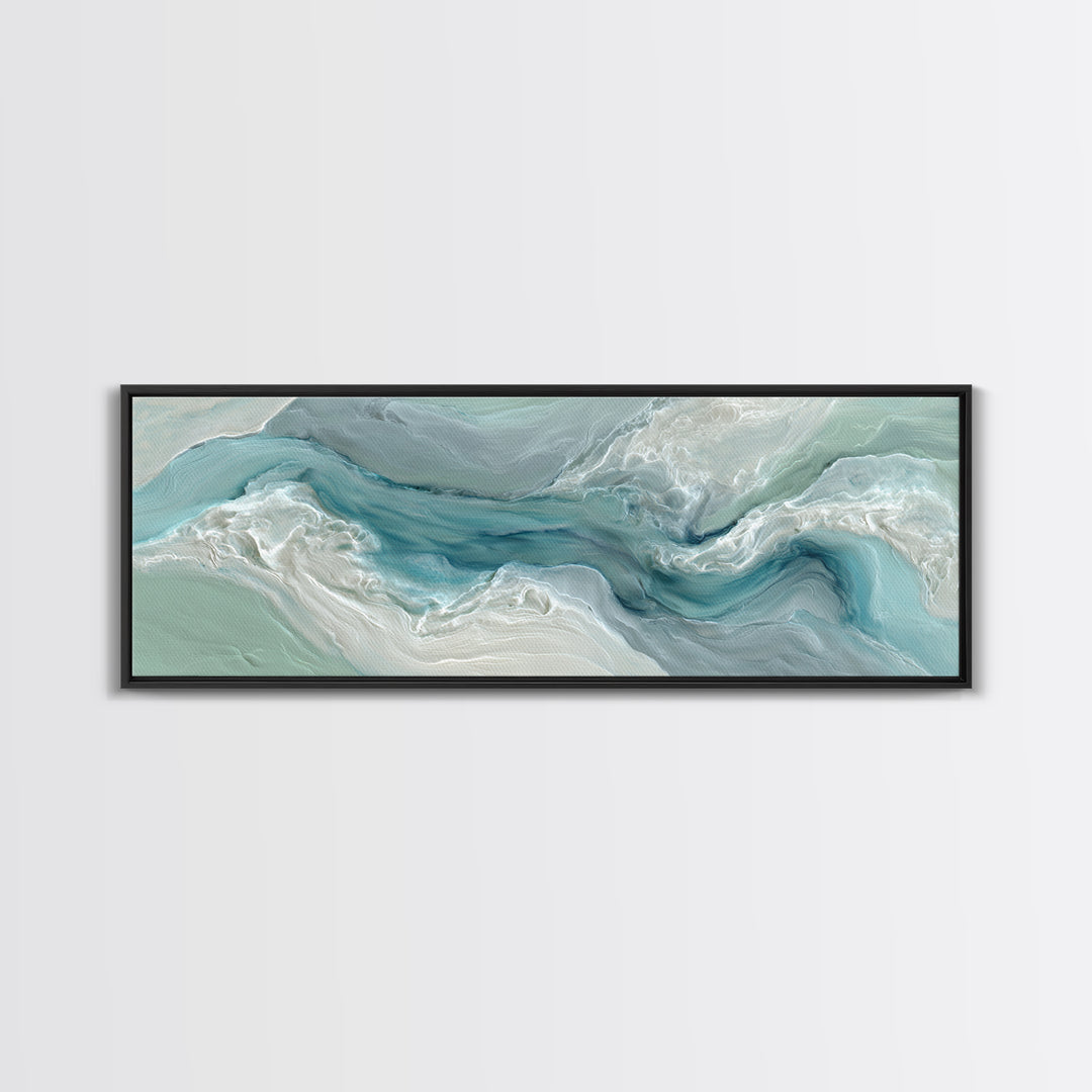 Soft Cloud and Rain Composition Framed Canvas Print, Bathroom Art, Textured Painting, Bathroom Decor, Spa, Bathroom Wall Art, BAT-3x1-59