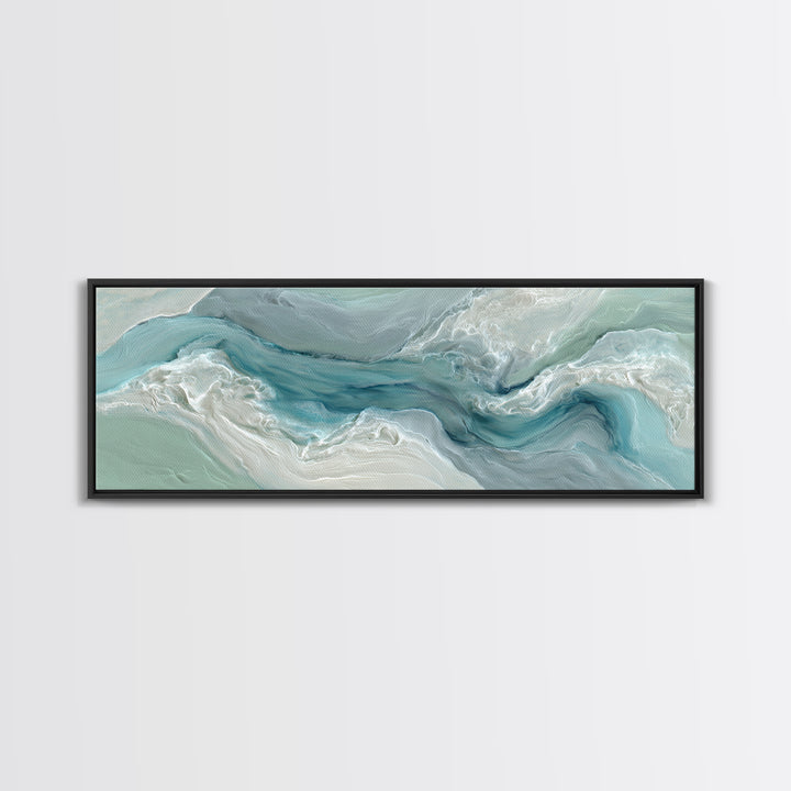 Soft Cloud and Rain Composition Framed Canvas Print, Bathroom Art, Textured Painting, Bathroom Decor, Spa, Bathroom Wall Art, BAT-3x1-59