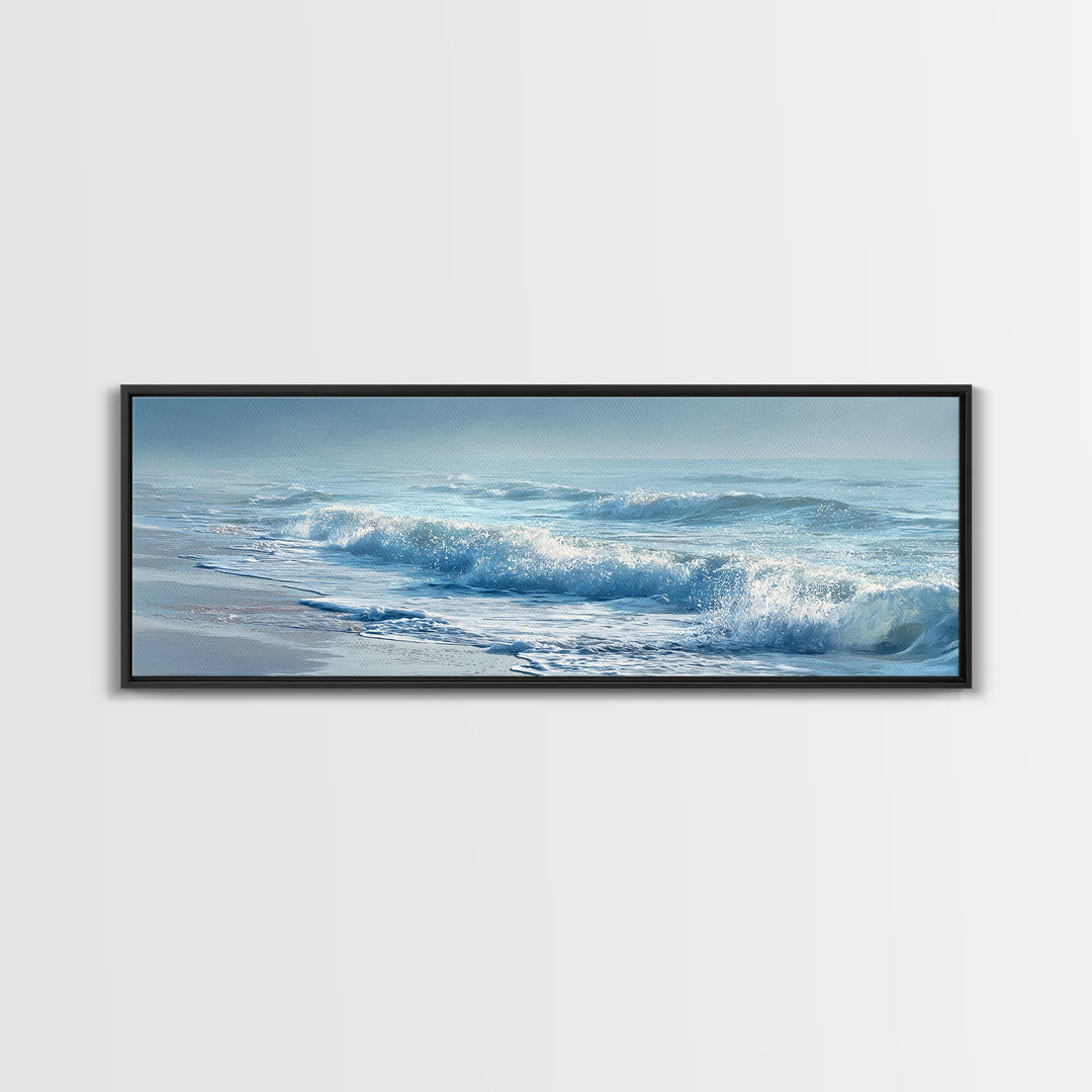Calming Blue Ocean Wave Study Canvas Print, Bathroom Art, Bathroom Prints, Bathroom Decor, Watercolor Art, Spa, Trendy Wall Art, BAT-3x1-65