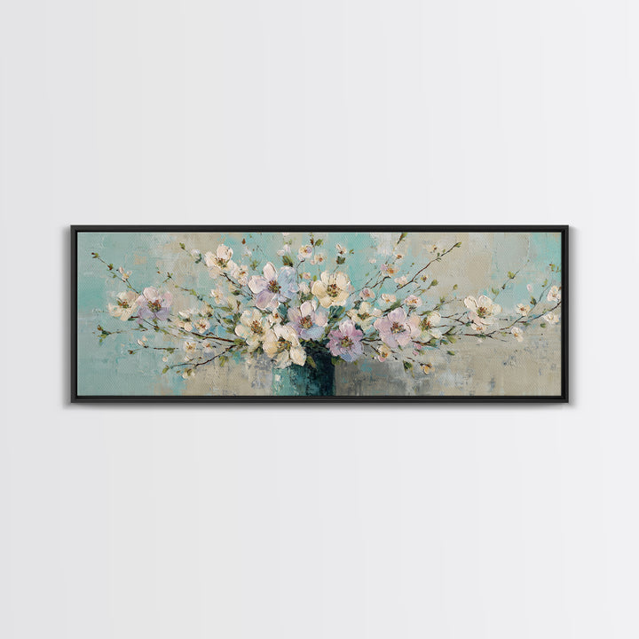 Lavender Sprigs in a Ceramic Vase Canvas Print, Bathroom Art, Contemporary Art, Bathroom Decor, Fine Art, Spa, Framed Wall Art, BAT-3x1-76