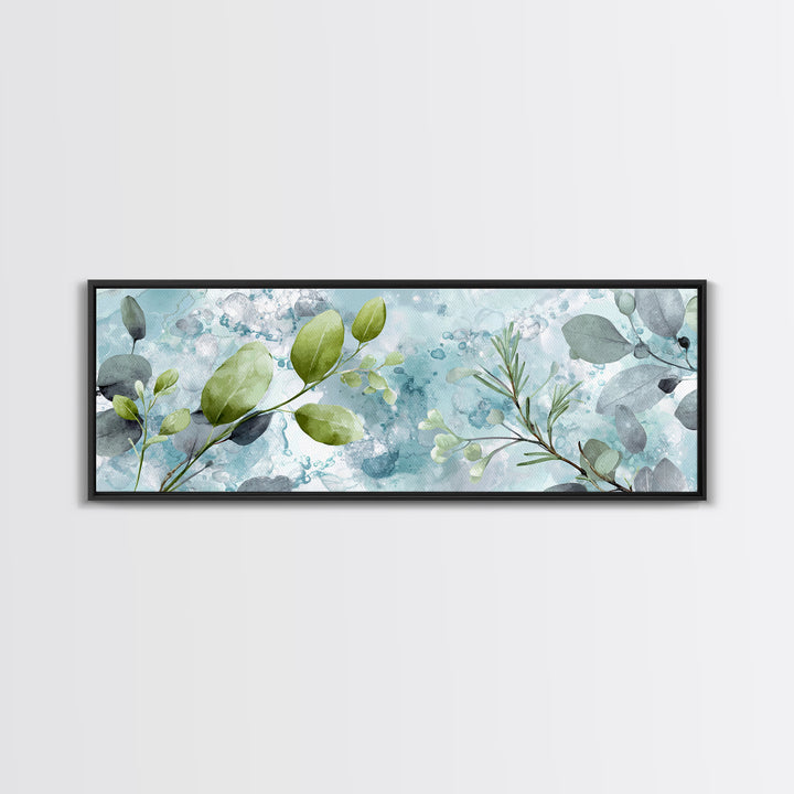 Botanical Bath Herb Arrangement Framed Canvas Print, Bathroom Art, Digital Print, Bathroom Decor, Watercolor Art, Spa, BAT-3x1-81