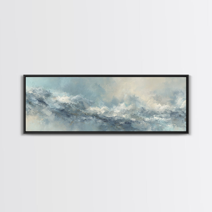 Soft Cloud and Rain Composition Canvas Print, Bathroom Art, Poster, Bathroom Decor, Fine Art, Spa, Dopamine Decor, BAT-3x1-83
