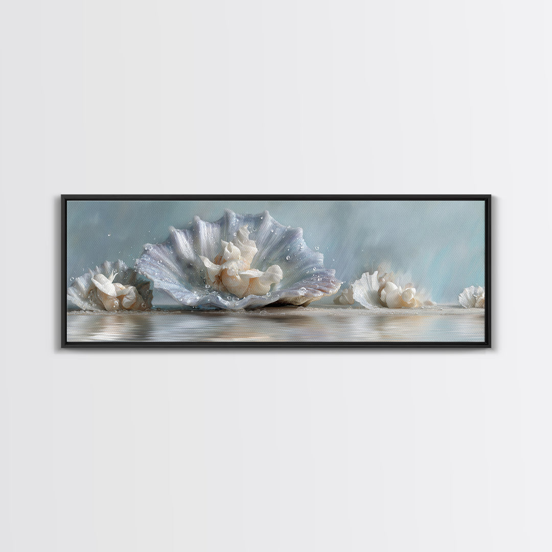Oyster Shell Study Canvas Print, Bathroom Art, Printable, Bathroom Decor, Watercolor Art, Spa, Bathroom Prints, BAT-3x1-86