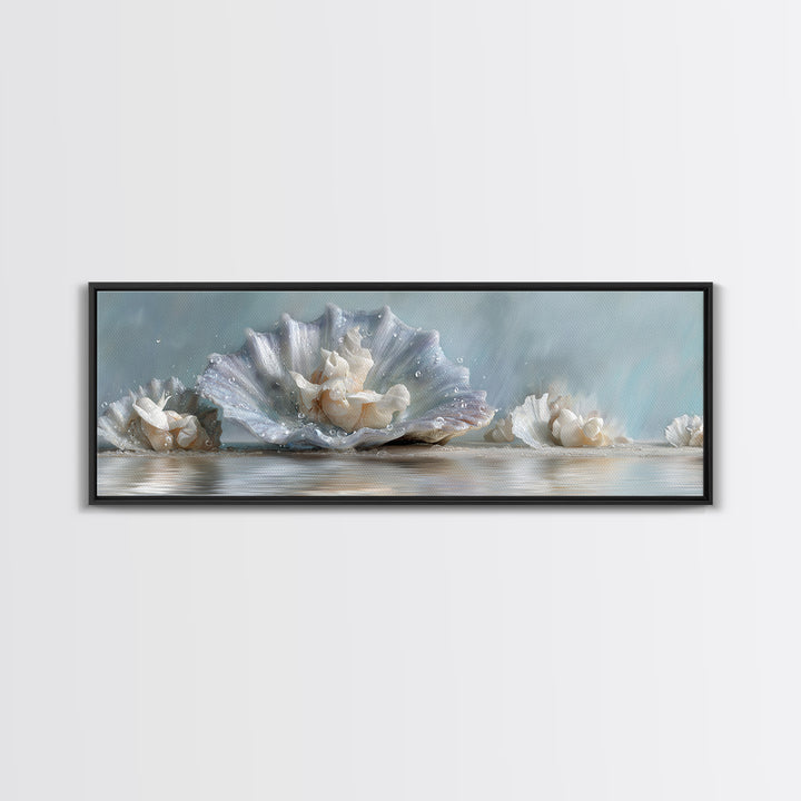 Oyster Shell Study Canvas Print, Bathroom Art, Printable, Bathroom Decor, Watercolor Art, Spa, Bathroom Prints, BAT-3x1-86