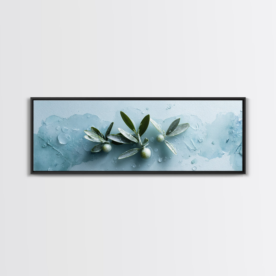 Botanical Bath Herb Arrangement Framed Canvas Print, Bathroom Art, Digital Art, Bathroom Decor, Fine Art, Spa, Dopamine Decor, BAT-3x1-9
