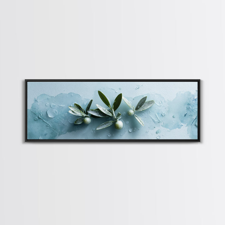 Botanical Bath Herb Arrangement Framed Canvas Print, Bathroom Art, Digital Art, Bathroom Decor, Fine Art, Spa, Dopamine Decor, BAT-3x1-9