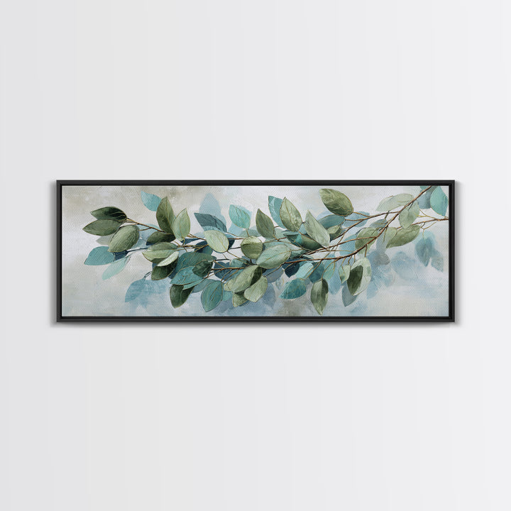 Spa Eucalyptus Branch Framed Canvas Print, Bathroom Art, Dopamine Decor, Bathroom Decor, Fine Art, Spa, Halloween Art, BAT-3x1-90