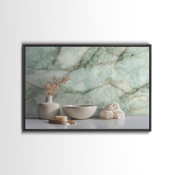 Abstract Marble Texture Framed Canvas Print, Bathroom Art, Bathroom Decor, Abstract Art, Spa, Bathroom Wall Decor, BAT-3x2-20