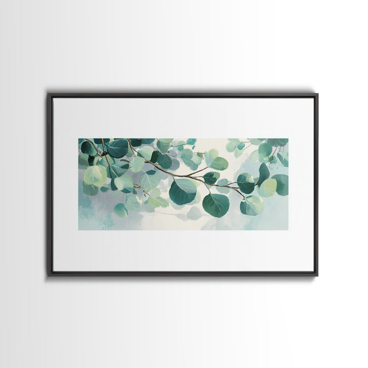 Spa Eucalyptus Branch Canvas Print, Bathroom Art, Wall Hanging, Bathroom Decor, Oil Painting, Spa, Modern Art, BAT-3x2-30