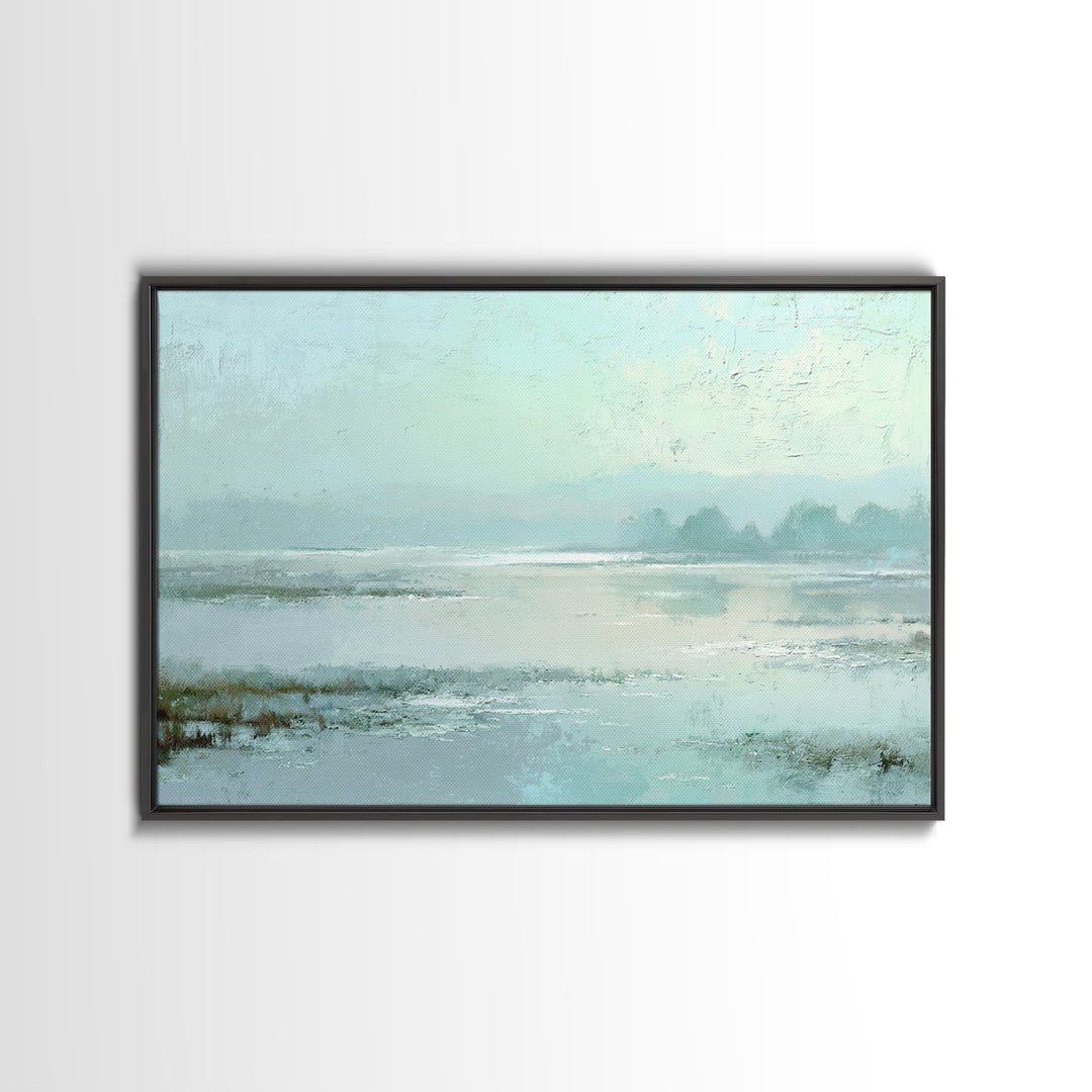 Misty Lake Scene Canvas Print, Bathroom Art, Canvas Wall Art, Bathroom Decor, Spa, Bathroom Wallpaper, Funny Bathroom Art, BAT-3x2-37