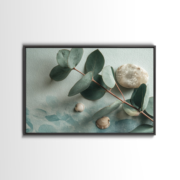 Spa Eucalyptus Branch Canvas Print, Bathroom Art, Wall Hanging, Bathroom Decor, Oil Painting, Spa, Modern Art, BAT-3x2-54