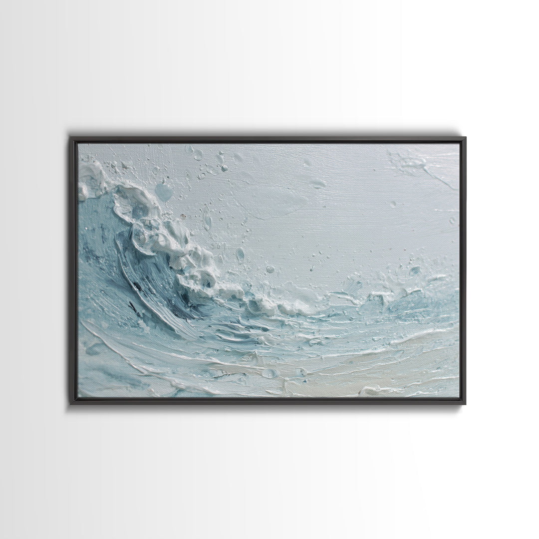 Calming Blue Ocean Wave Study Framed Canvas Print, Bathroom Art, Modern Art, Bathroom Decor, Fine Art, Spa, Statement Artwork, BAT-3x2-77
