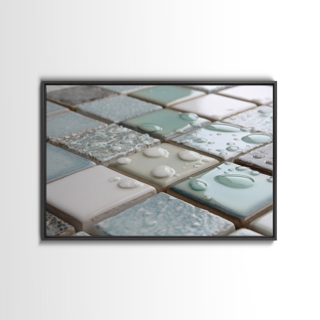 Clean Geometric Forms Framed Canvas Print, Bathroom Art, Bathroom Accessories, Bathroom Decor, Abstract Art, Spa, BAT-3x2-97