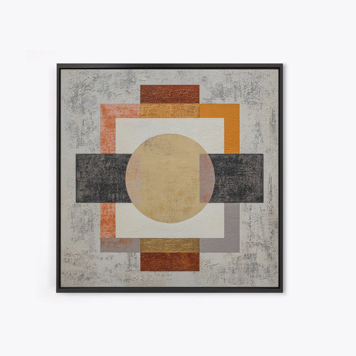 Geometric Bauhaus Grayscale Shapes Canvas Print, Black and White Art, Abstract Wall Art, Living Room Decor, Abstract Art, BAW-1x1-18