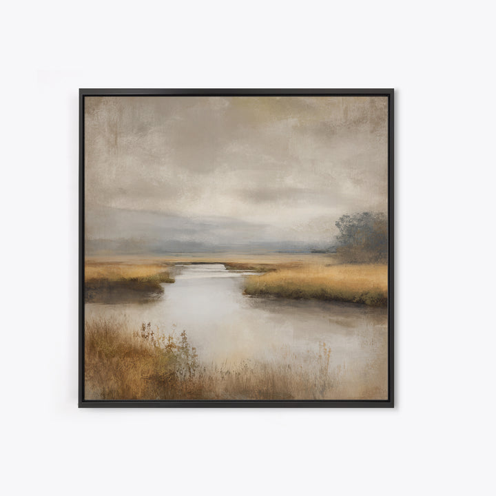 Misty Bridge Landscape Canvas Print, Black and White Art, Abstract Art, Living Room Decor, Watercolor Art, Monochrome, BAW-1x1-19