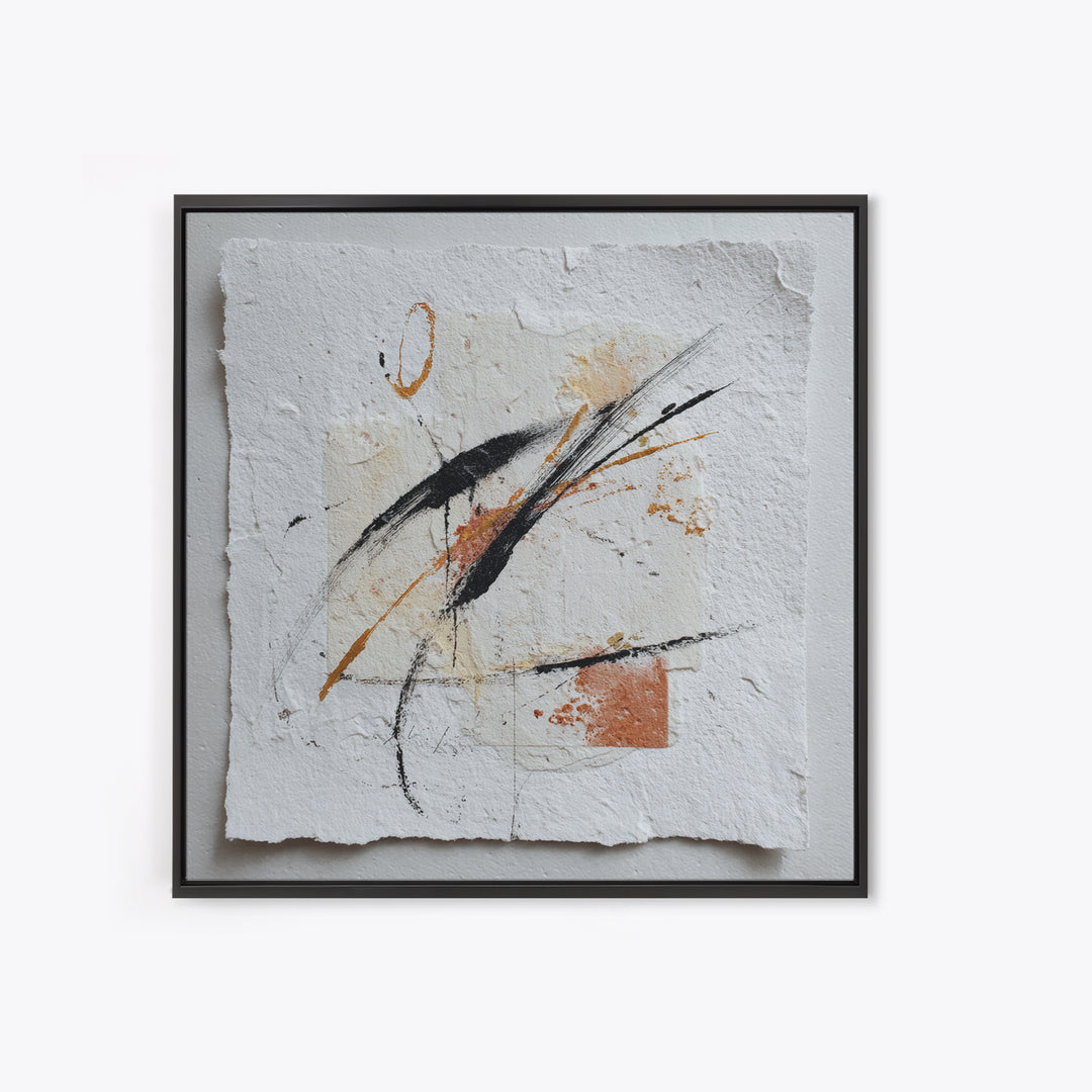Abstract Charcoal Gestures on White Paper Framed Canvas Print, Black and White Art, Art Prints, Living Room Decor, Monochrome, BAW-1x1-28