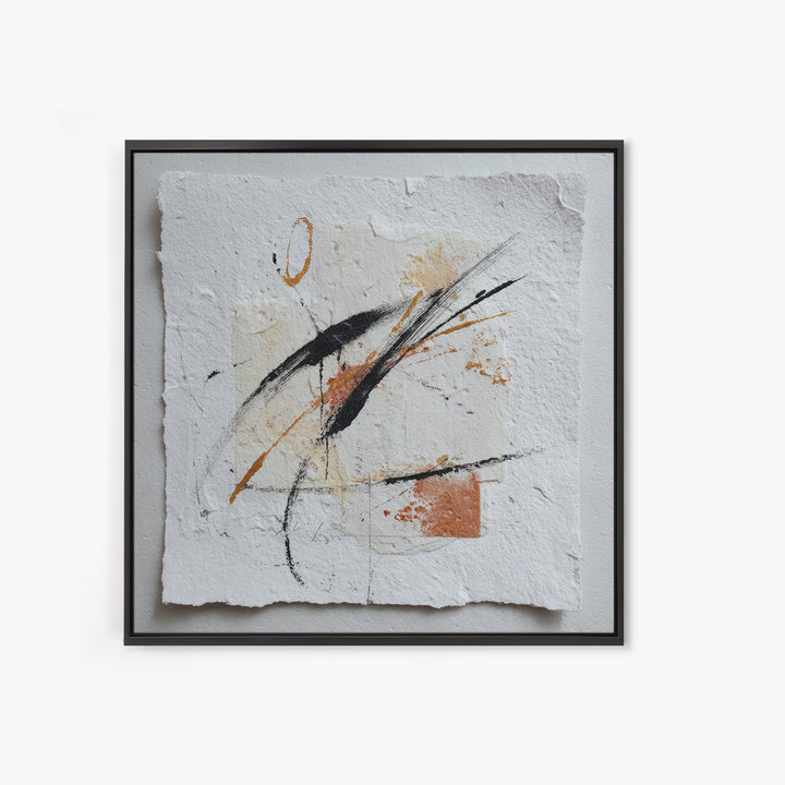 Abstract Charcoal Gestures on White Paper Framed Canvas Print, Black and White Art, Art Prints, Living Room Decor, Monochrome, BAW-1x1-28