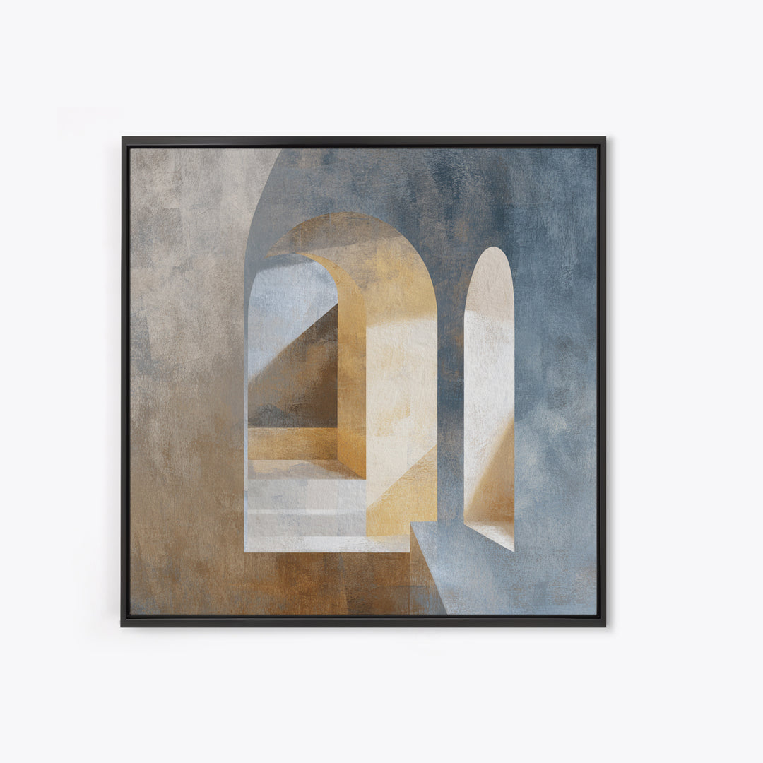 High Contrast Architectural Arches and Shadows Canvas Print, Black and White Art, Mid Century Modern, Living Room Decor, BAW-1x1-3
