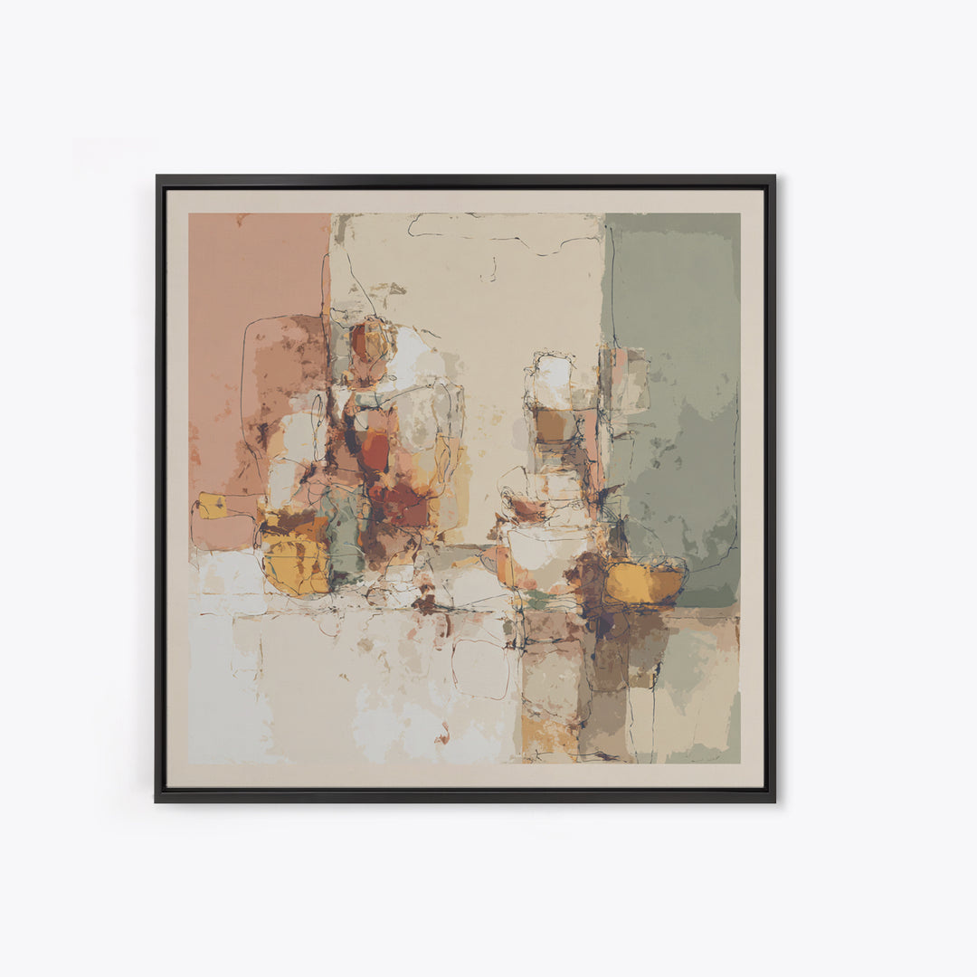 Minimal Face Pair Drawn Framed Canvas Print, Black and White Art, Gallery Decor, Living Room Decor, Fine Art, Monochrome, BAW-1x1-38