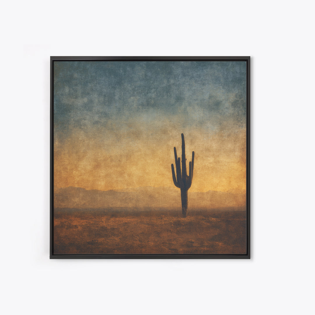 Monochrome Desert Cactus Silhouette Canvas Print, Black and White Art, Luxury Decor, Living Room Decor, Fine Art, Monochrome, BAW-1x1-45