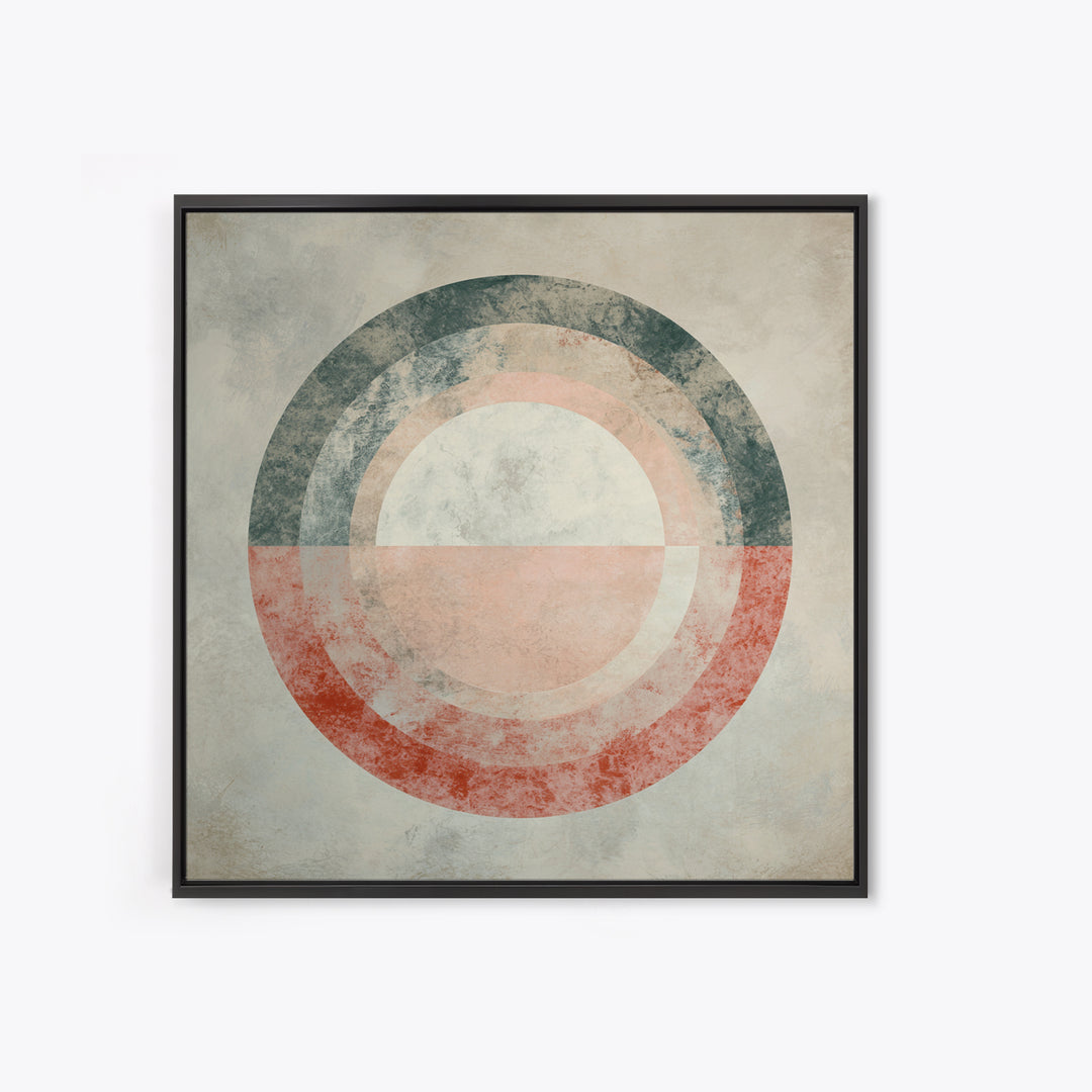 Large Circle and Line Abstract Framed Canvas Print, Black and White Art, Wall Decor, Living Room Decor, Fine Art, Monochrome, BAW-1x1-48