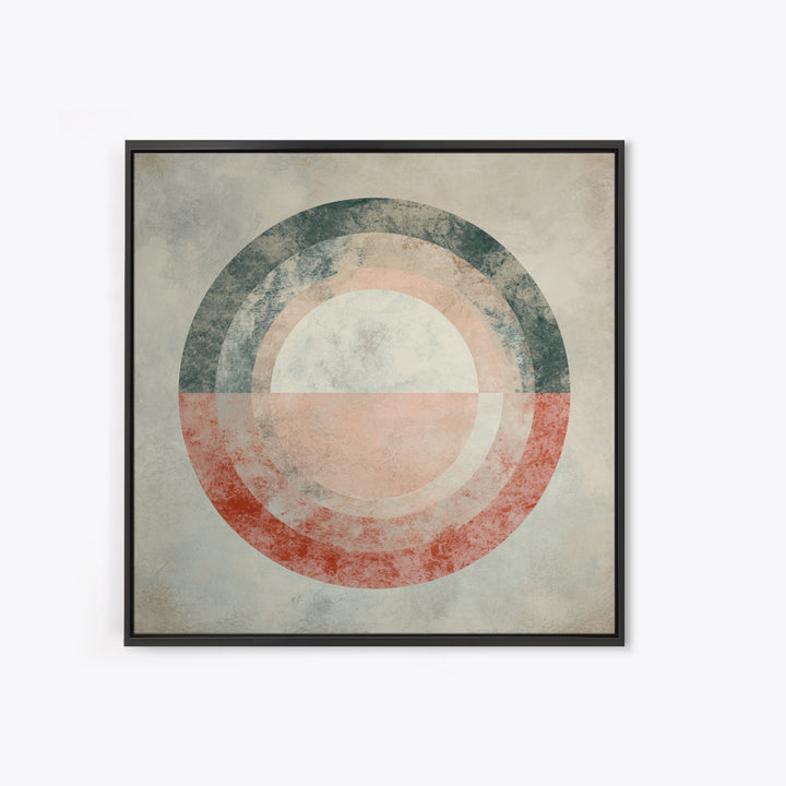 Large Circle and Line Abstract Framed Canvas Print, Black and White Art, Wall Decor, Living Room Decor, Fine Art, Monochrome, BAW-1x1-48