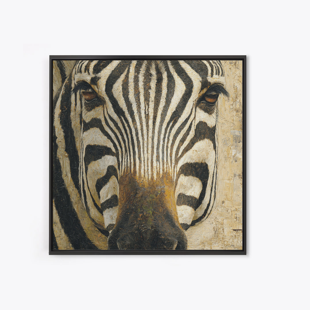 Zebra Stripe Closeup as Graphic Abstraction Canvas Print, Black and White Art, Living Room Decor, Monochrome, BAW-1x1-56