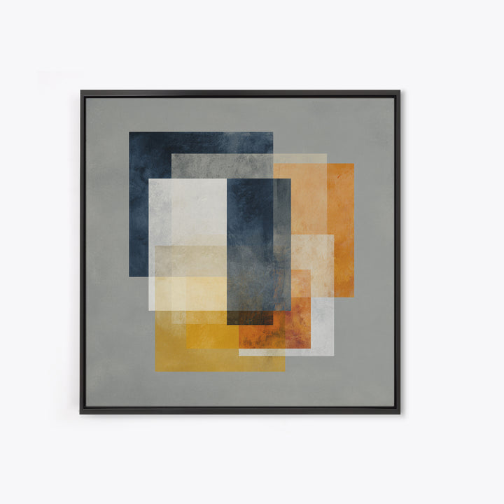 Geometric Bauhaus Grayscale Shapes Framed Canvas Print, Black and White Art, Set of 3 Prints, Living Room Decor, Monochrome, BAW-1x1-66