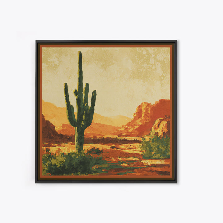 Monochrome Desert Cactus Silhouette Canvas Print, Black and White Art, Luxury Decor, Living Room Decor, Fine Art, Monochrome, BAW-1x1-69