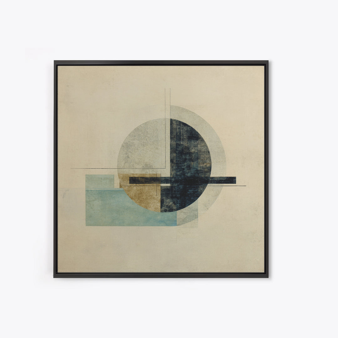 Large Circle and Line Abstract Framed Canvas Print, Black and White Art, Set of 3 Prints, Living Room Decor, Monochrome, BAW-1x1-72