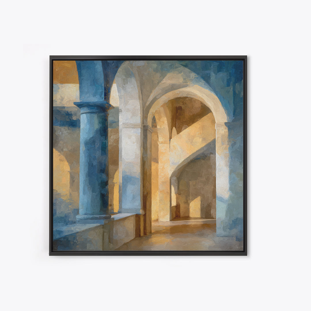 High Contrast Architectural Arches and Shadows Canvas Print, Black and White Art, Statement Artwork, Living Room Decor, BAW-1x1-75